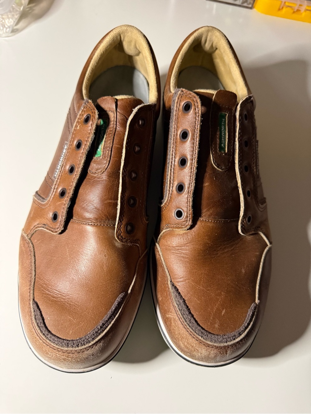 Ashworth Cognac Brown Leather Casual Loafers